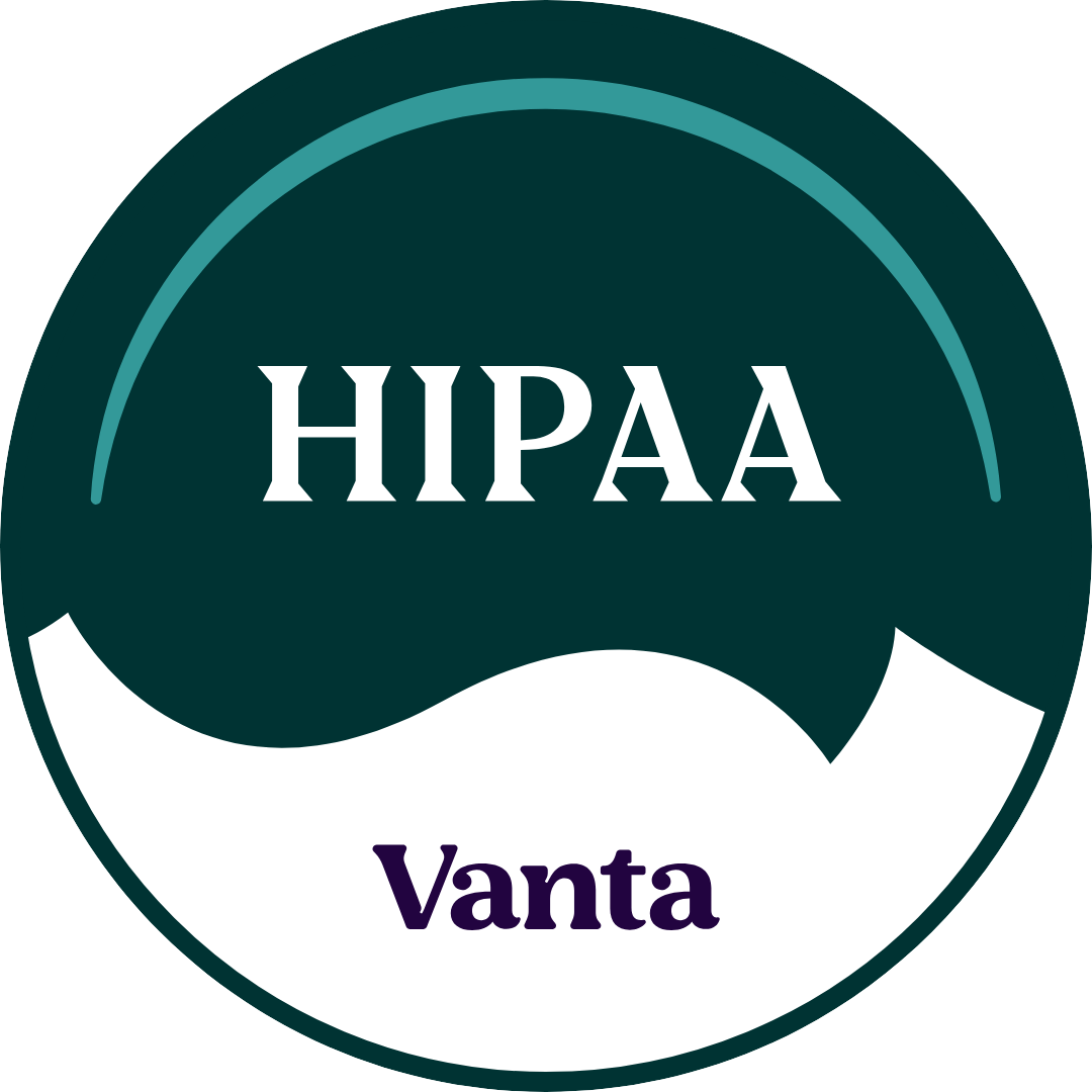A verification badge that affirms that Apoth is HIPAA-compliant through Vanta.
