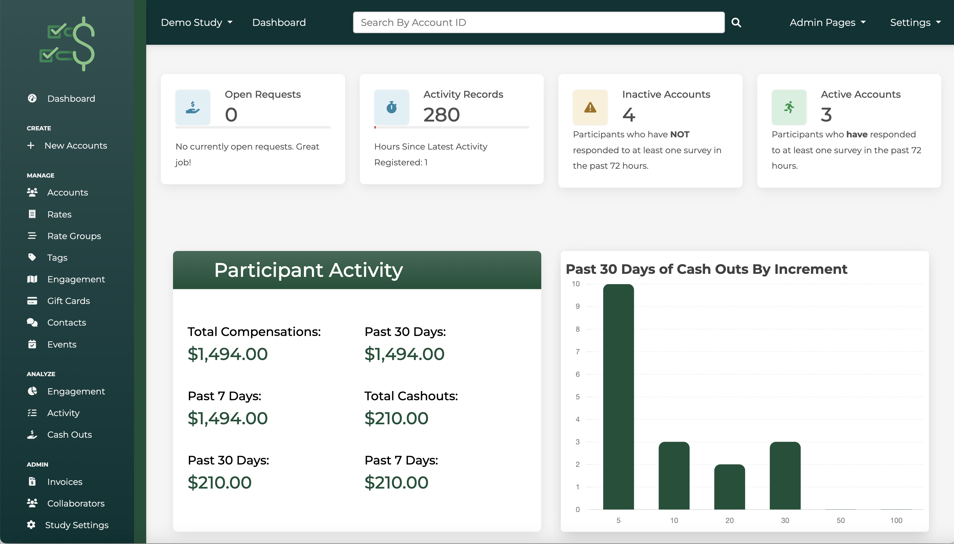 A digital mockup of the home dashboard within the StudyPay platform.